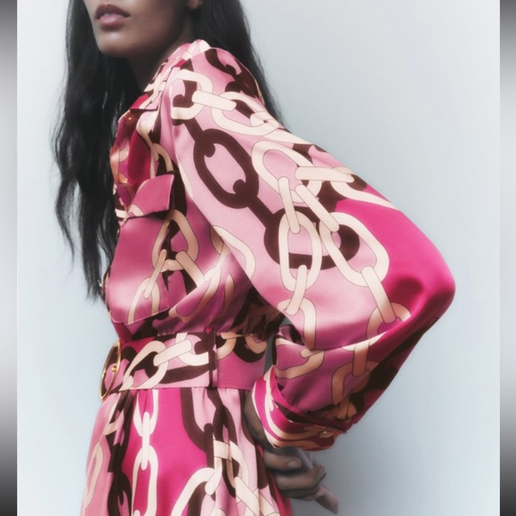 NWT Zara Chain Printed Shirt Dress - Picture 2 of 13